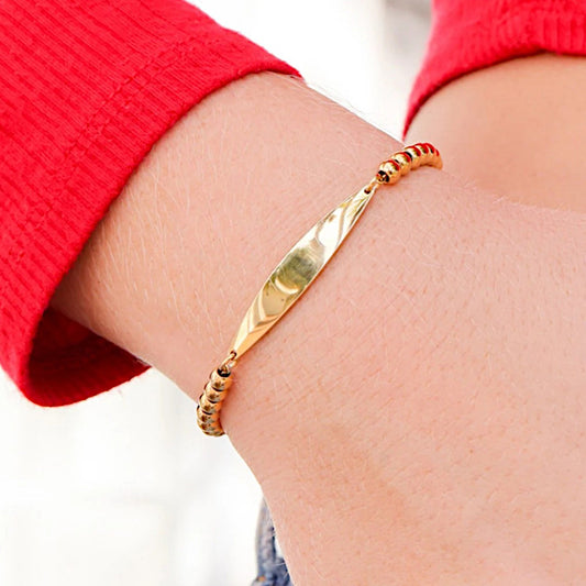 Adjustable Curved Bar Beaded Bracelet