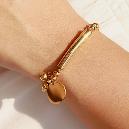 Beaded Stretch Bracelet w/ Charm