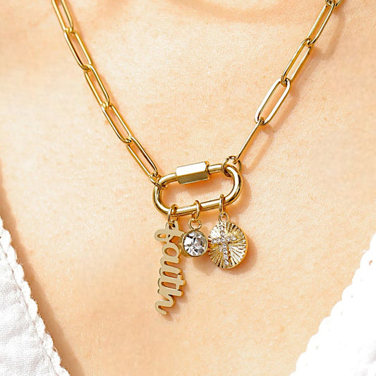 Carabiner Faith Paperclip Chain Necklace