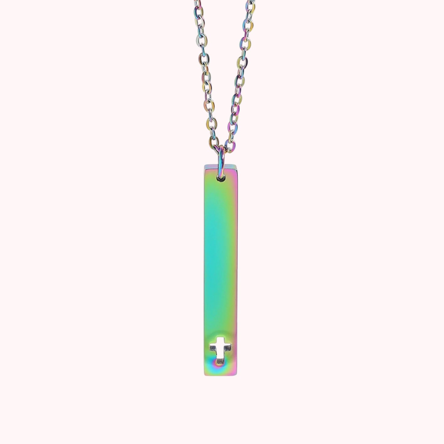 Vertical Bar Cross Necklace
