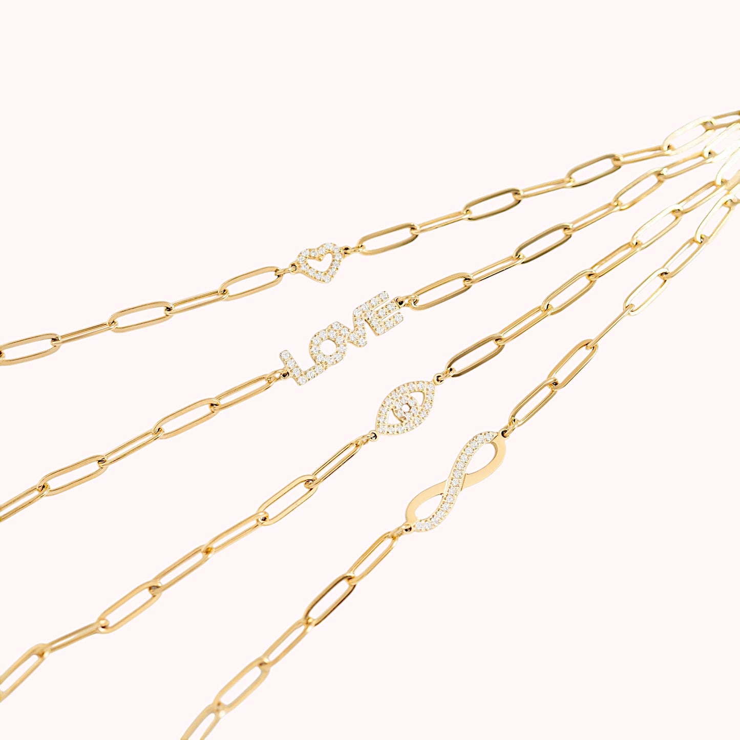 Frosted Love Paperclip Chain Bracelet