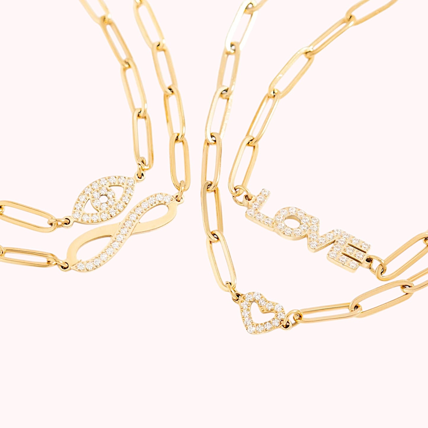 Frosted Eye Paperclip Chain Bracelet