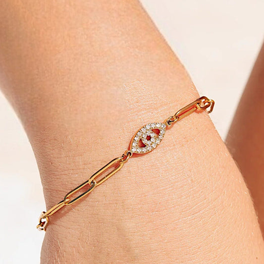 Frosted Eye Paperclip Chain Bracelet