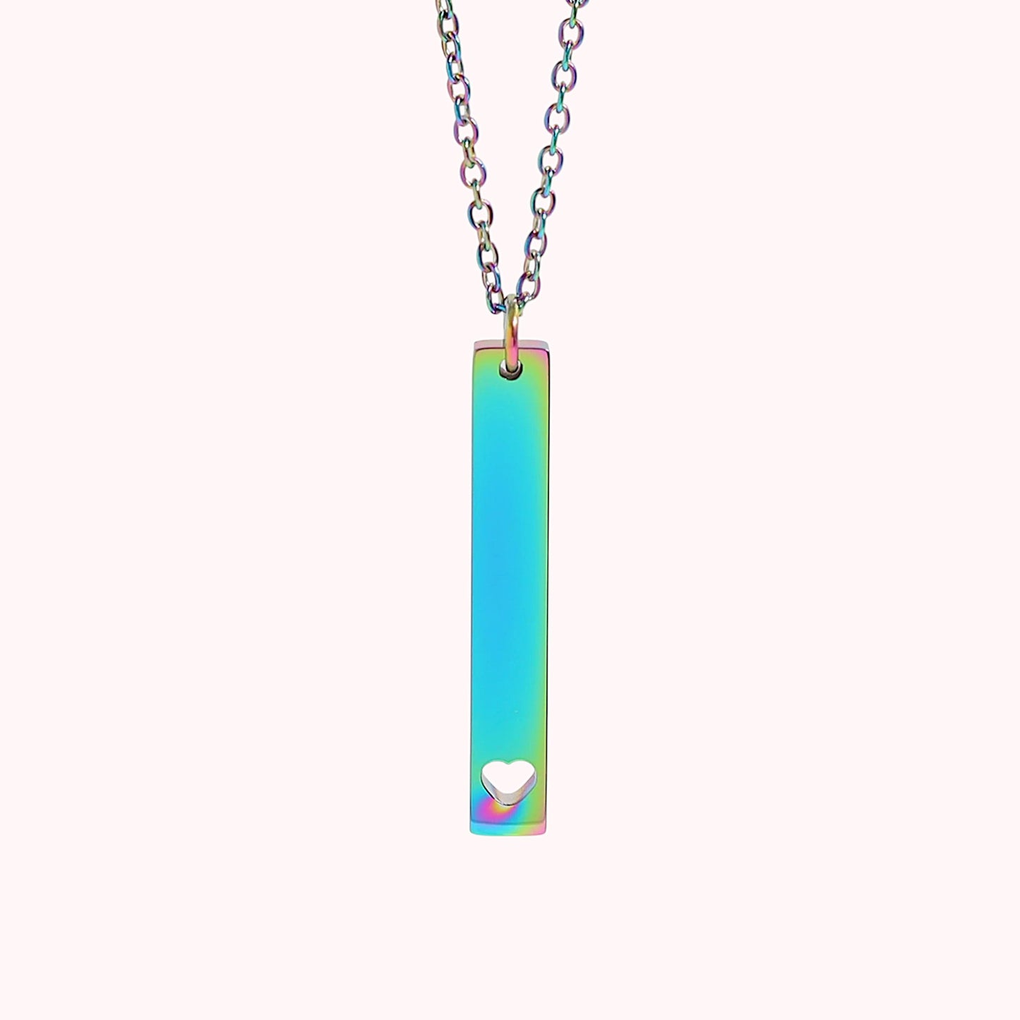 Vertical Bar Heart Necklace