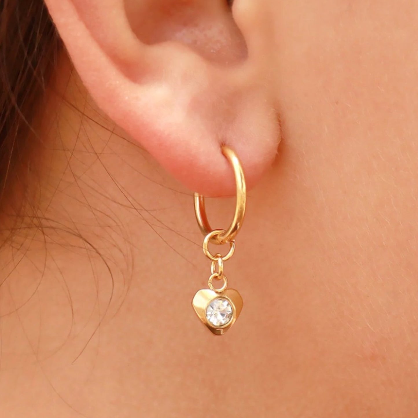 CZ Heart Pendant Earrings