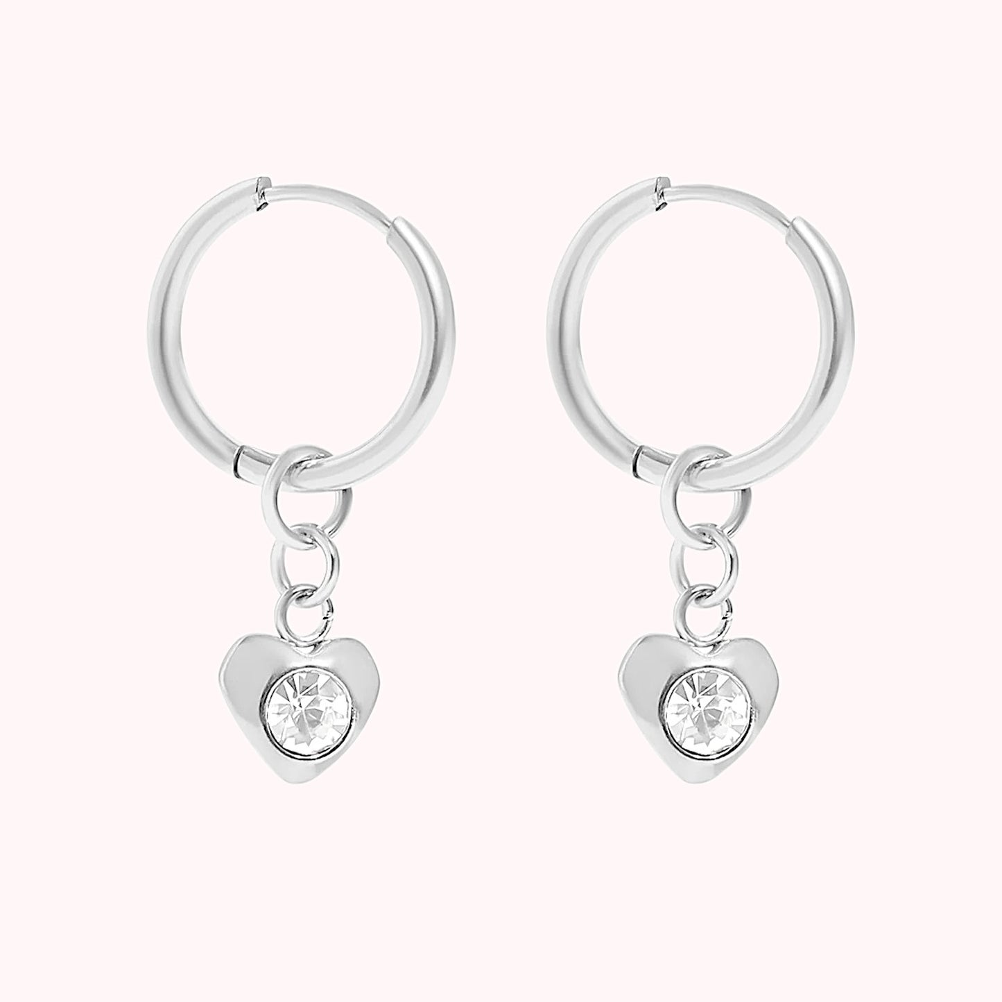CZ Heart Pendant Earrings