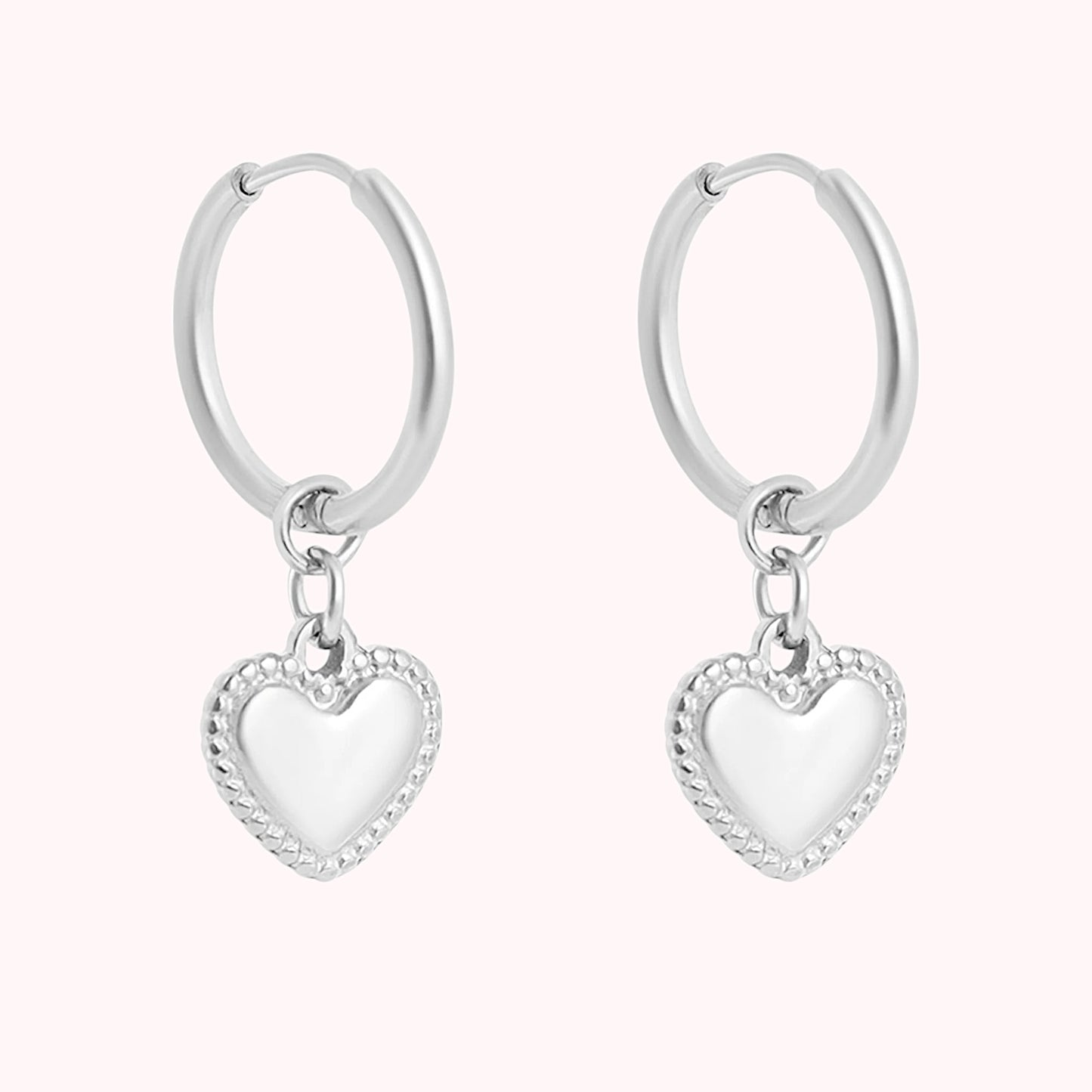 Heart Pendant Hoop Earrings