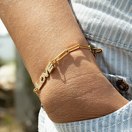 Frosted Love Paperclip Chain Bracelet