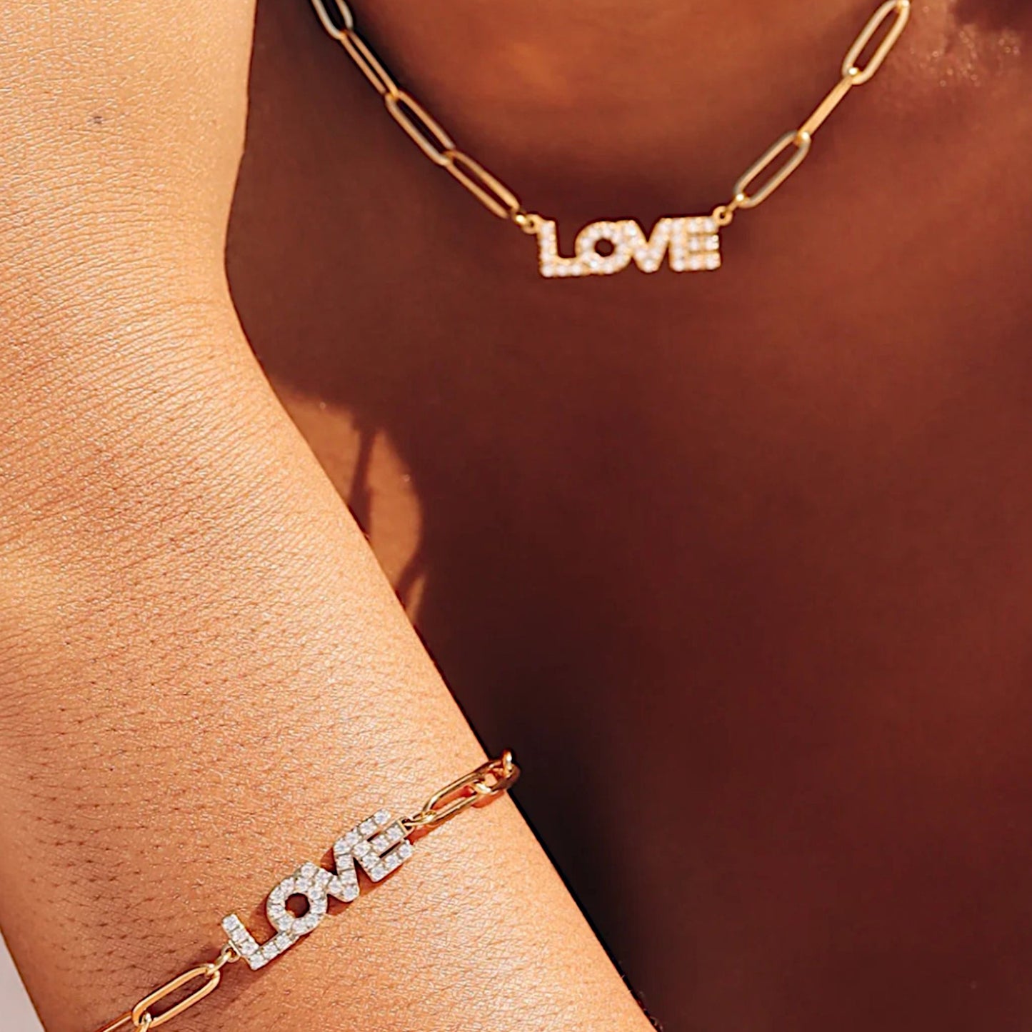 Frosted Love Paperclip Chain Necklace