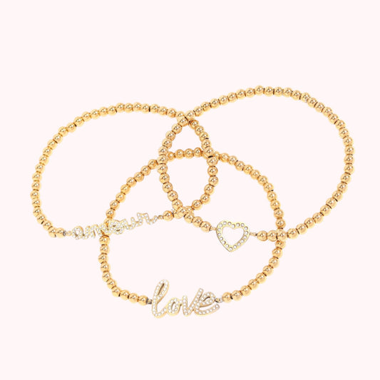 Stackable Heart Beaded Stretch Bracelet