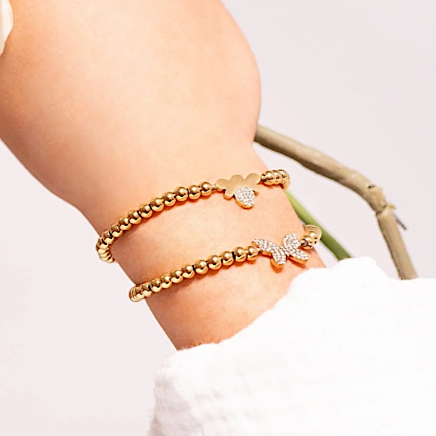 Stackable Bee Beaded Stretch Bracelet