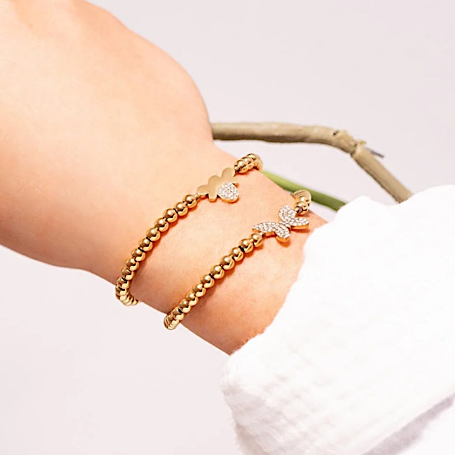 Stackable Butterfly Beaded Stretch Bracelet
