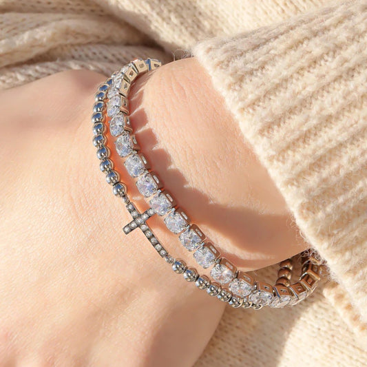 Stackable Cross Beaded Stretch Bracelet