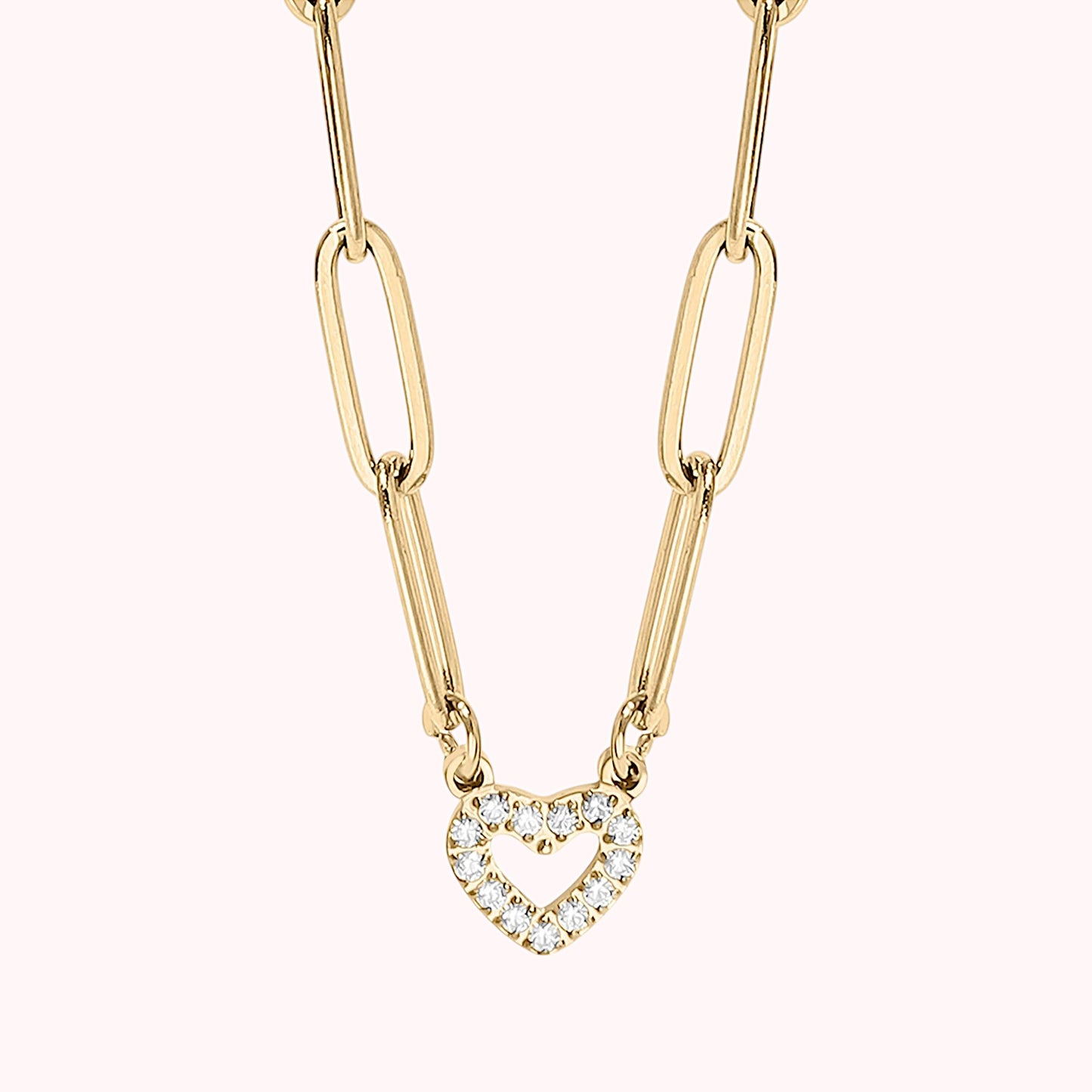 Frosted Heart Paperclip Chain Necklace