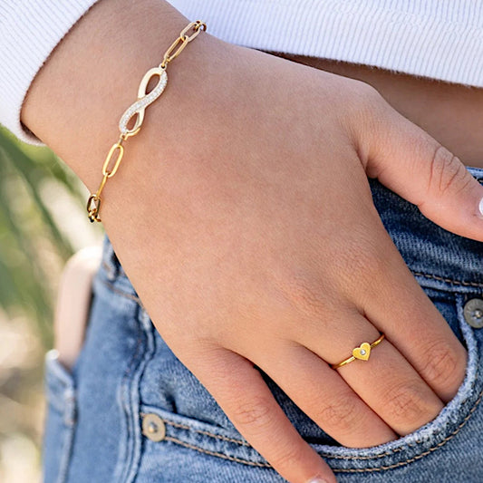Frosted Infinity Paperclip Chain Bracelet