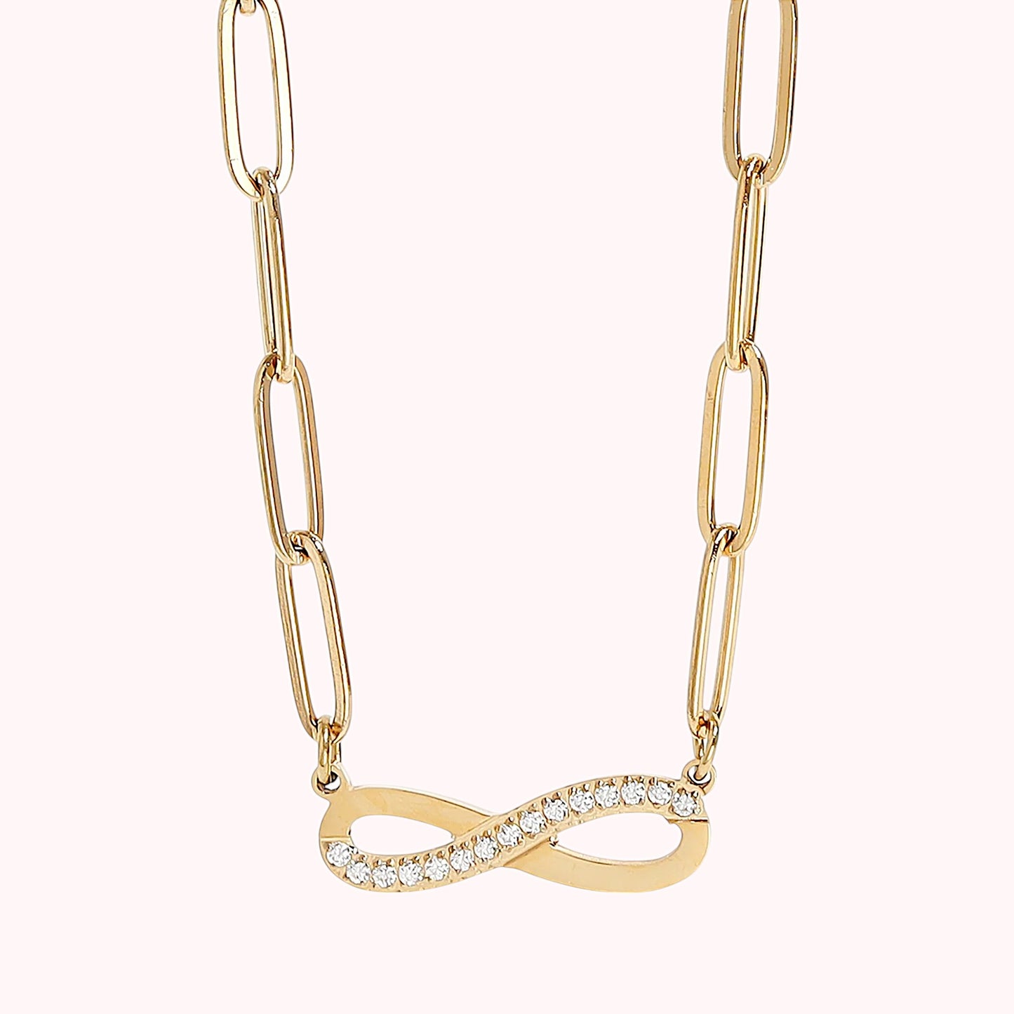 Frosted Infinity Paperclip Chain Necklace
