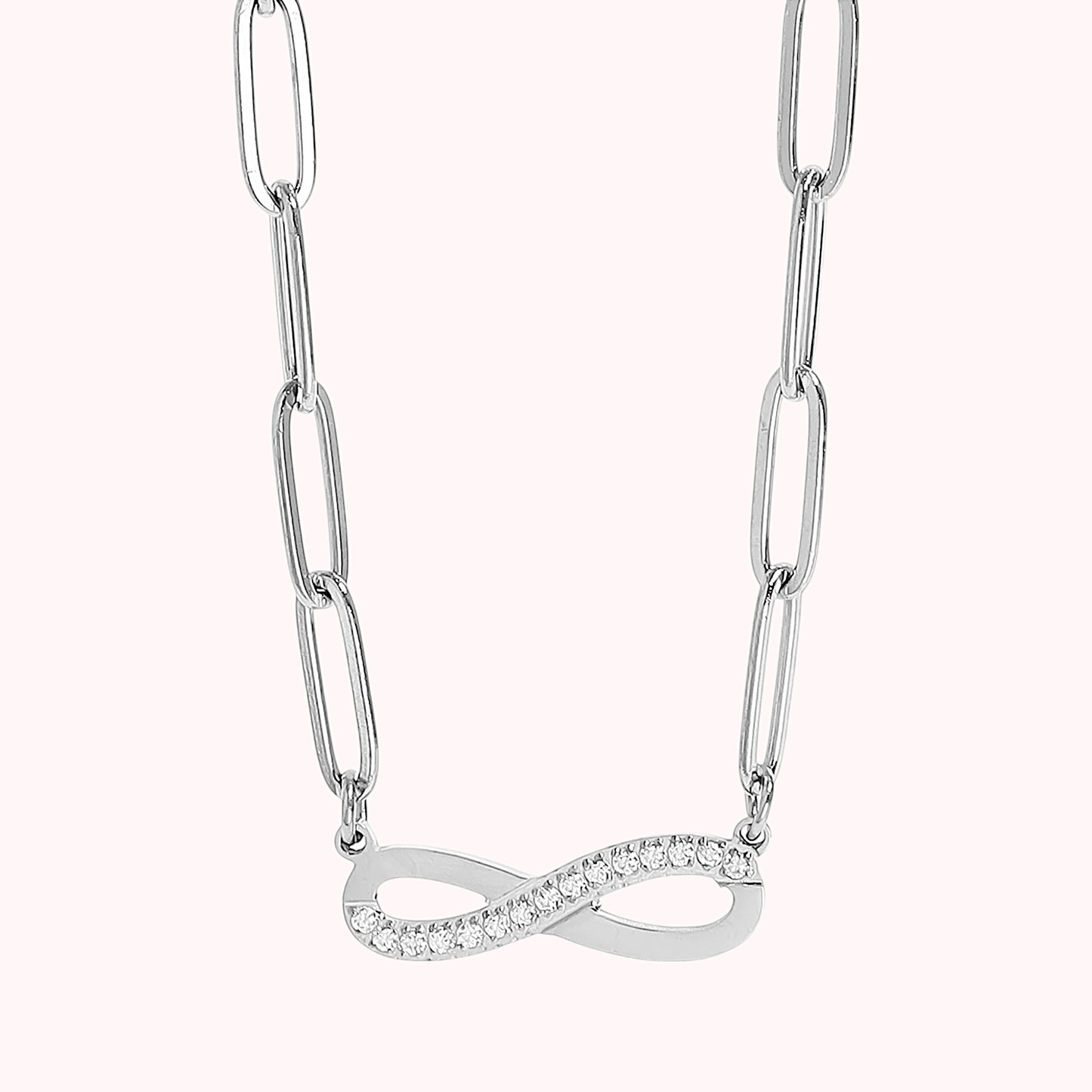 Frosted Infinity Paperclip Chain Necklace
