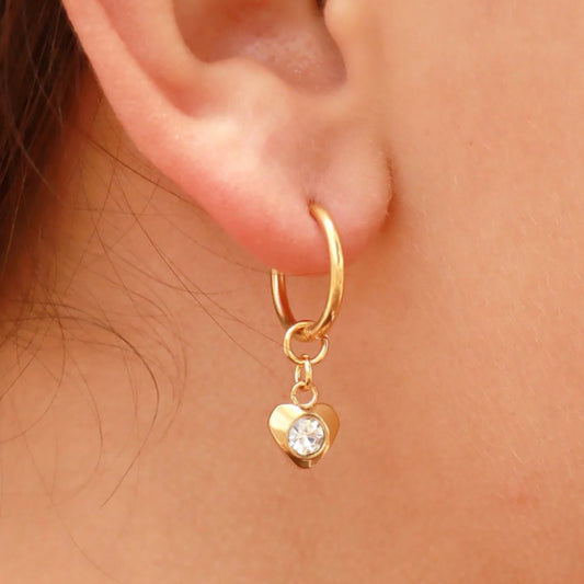 CZ Heart Pendant Earrings