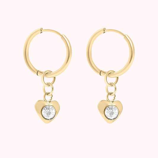 CZ Heart Pendant Earrings
