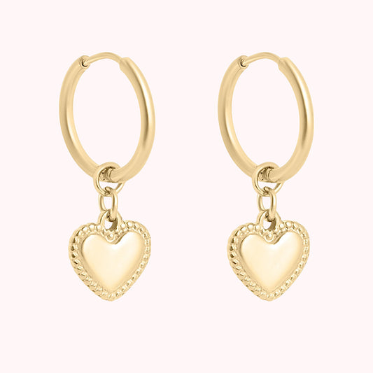 Heart Pendant Hoop Earrings