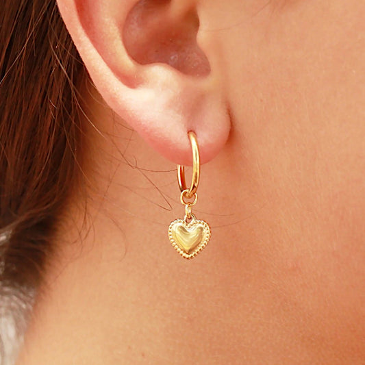 Heart Pendant Hoop Earrings