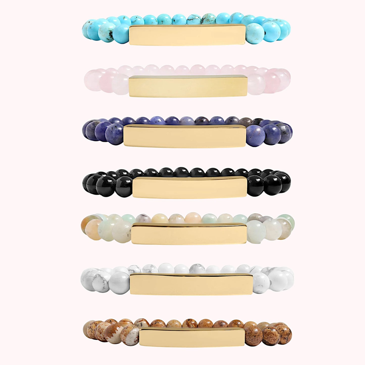 Semi-Precious Natural Stone Stretch Bracelet
