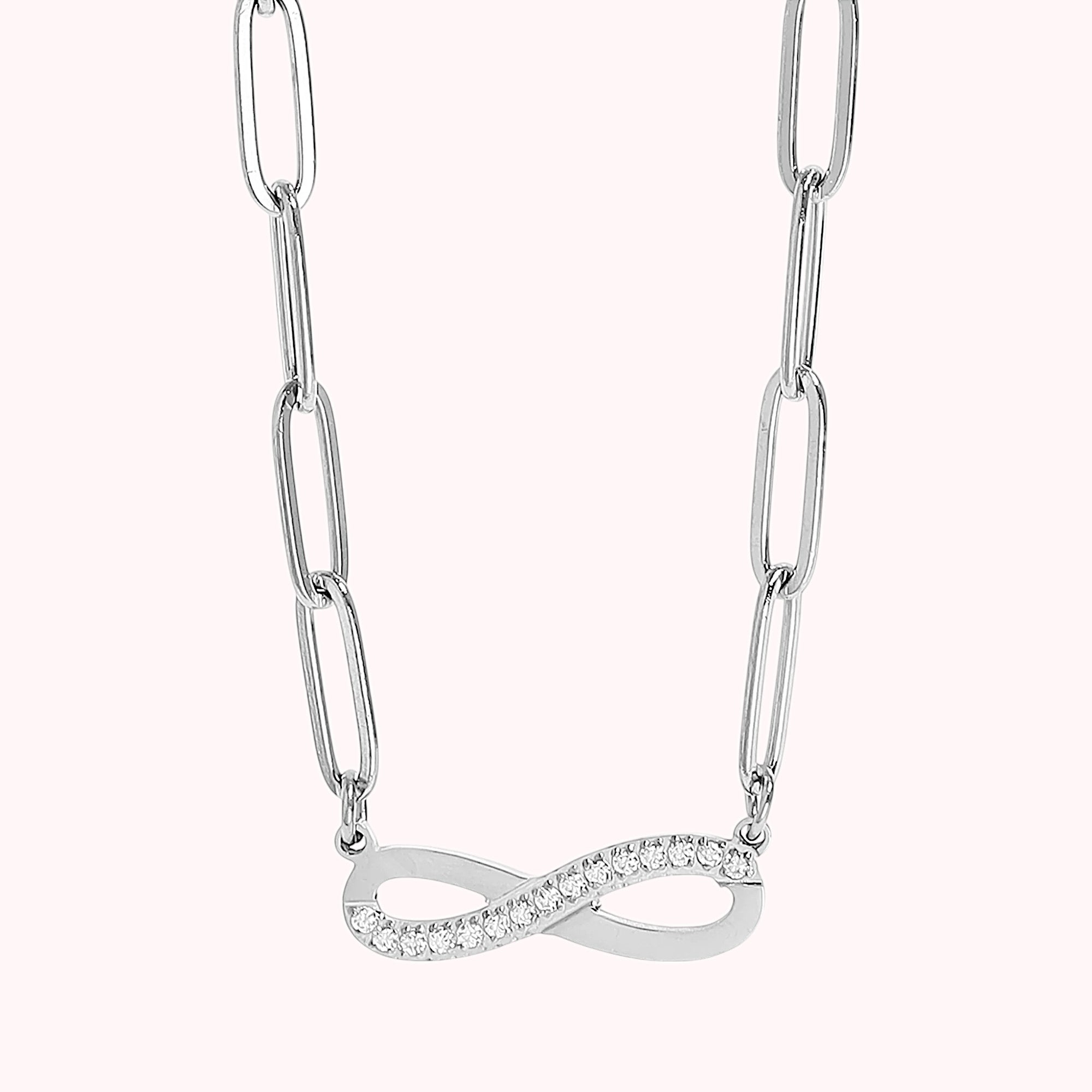 Frosted Chain Frosted Infinity Paperclip Chain Necklace – Twin Grabado